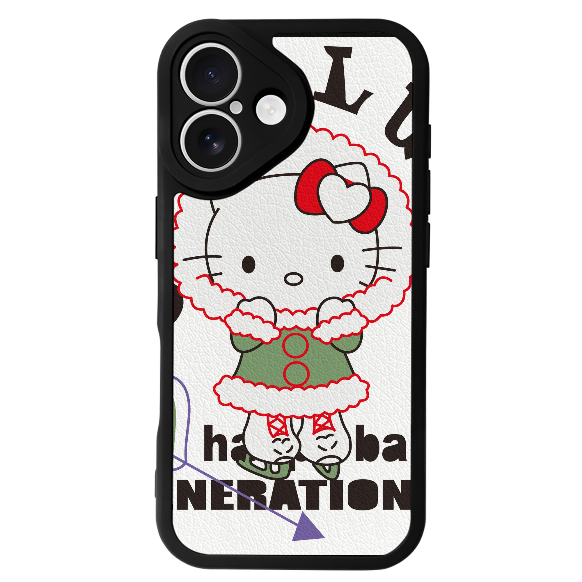 （画像用） Hello Kitty ハローキティ 【iPhone 16シリーズ対応】シリコンスマホケース（レザー調） 材質：シリコン